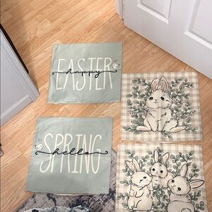 Set of 4 Pillow Covers Spring and Easte